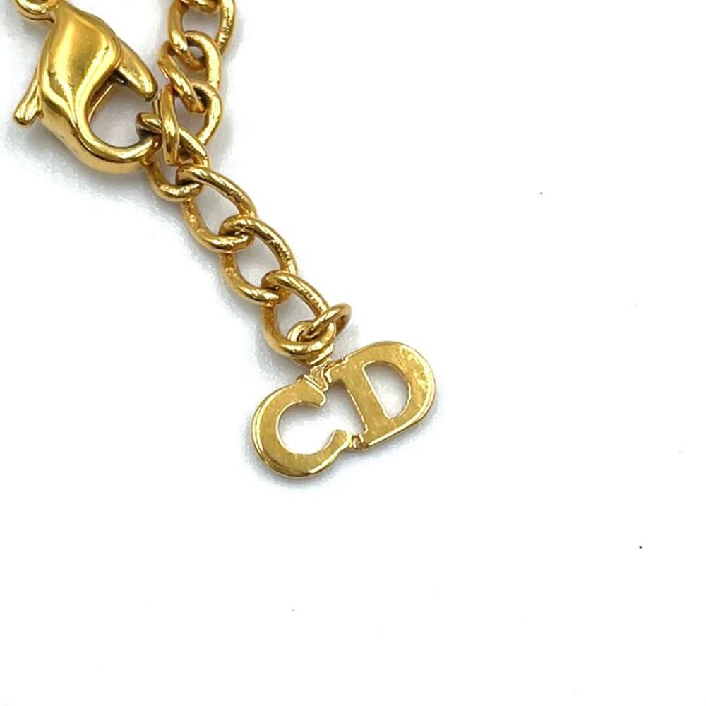 Christian Dior Rhinestone Logo Necklace Gold - Picture 4 of 8